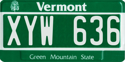 VT license plate XYW636