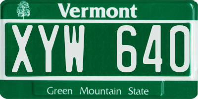 VT license plate XYW640