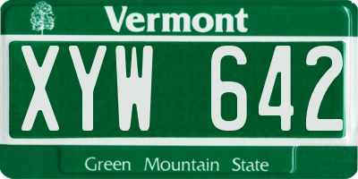 VT license plate XYW642