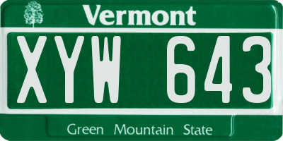 VT license plate XYW643