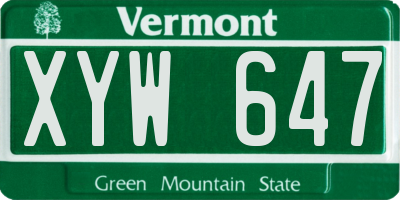 VT license plate XYW647