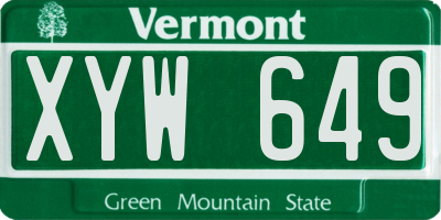 VT license plate XYW649