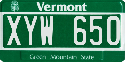 VT license plate XYW650