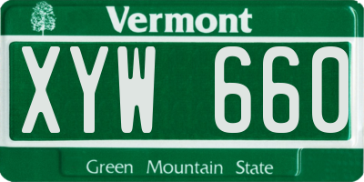 VT license plate XYW660
