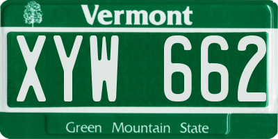 VT license plate XYW662