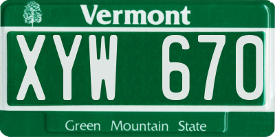VT license plate XYW670