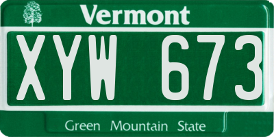 VT license plate XYW673