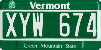 VT license plate XYW674
