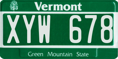 VT license plate XYW678