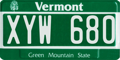 VT license plate XYW680