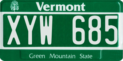 VT license plate XYW685