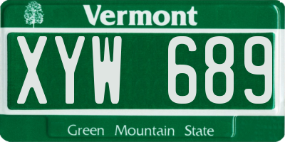 VT license plate XYW689