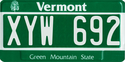 VT license plate XYW692