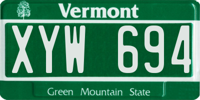 VT license plate XYW694