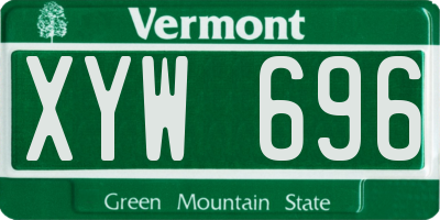 VT license plate XYW696