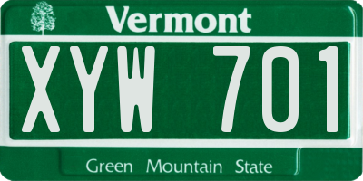 VT license plate XYW701