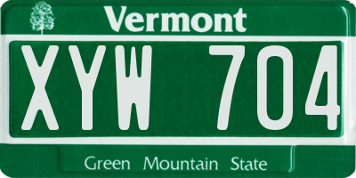 VT license plate XYW704