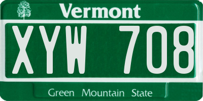 VT license plate XYW708