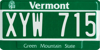 VT license plate XYW715