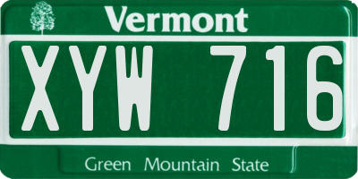 VT license plate XYW716