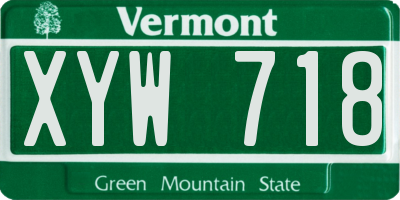 VT license plate XYW718