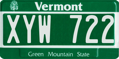 VT license plate XYW722