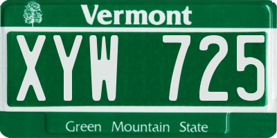 VT license plate XYW725