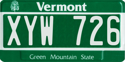 VT license plate XYW726