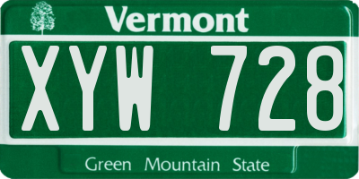 VT license plate XYW728