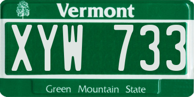 VT license plate XYW733