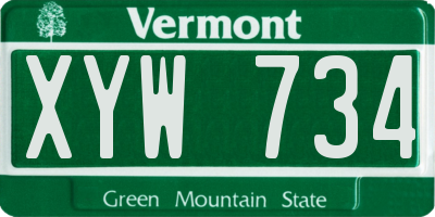 VT license plate XYW734