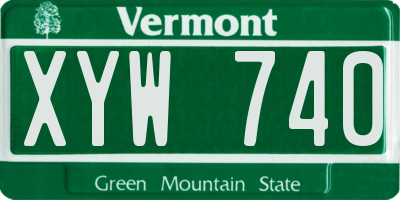 VT license plate XYW740