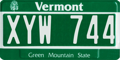 VT license plate XYW744