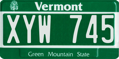 VT license plate XYW745