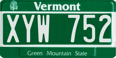 VT license plate XYW752