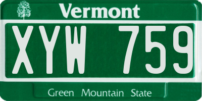 VT license plate XYW759