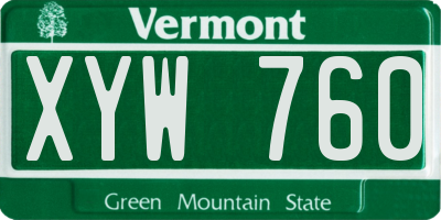 VT license plate XYW760