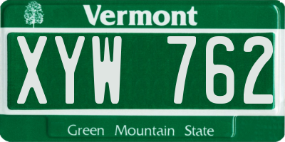 VT license plate XYW762