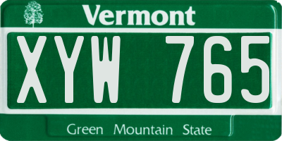 VT license plate XYW765