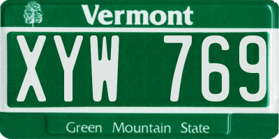 VT license plate XYW769