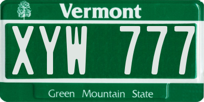 VT license plate XYW777