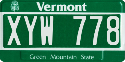 VT license plate XYW778