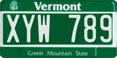 VT license plate XYW789