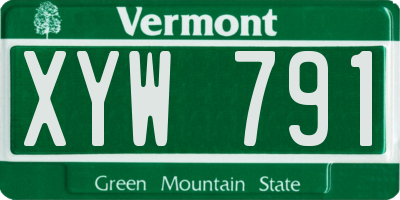 VT license plate XYW791