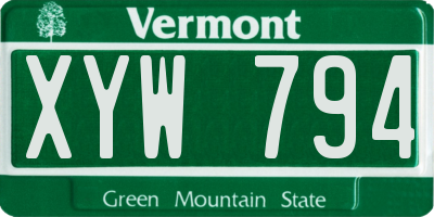 VT license plate XYW794