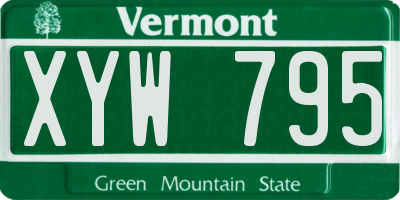 VT license plate XYW795