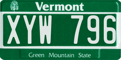 VT license plate XYW796