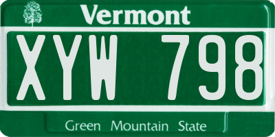 VT license plate XYW798