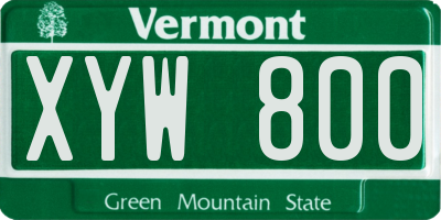 VT license plate XYW800
