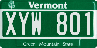 VT license plate XYW801